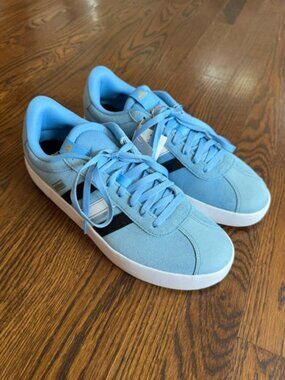 Adidas Light Blue Suede Sneakers VL Court 3.0